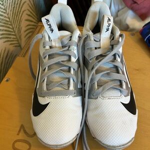 Nike Alpha Kids White and Black Football Cleats